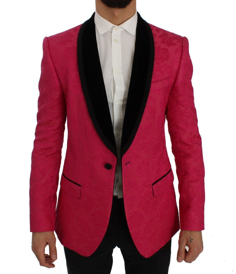 Dolce & Gabbana Pink Floral Brocade Slim Blazer Jacket | Regal Royce