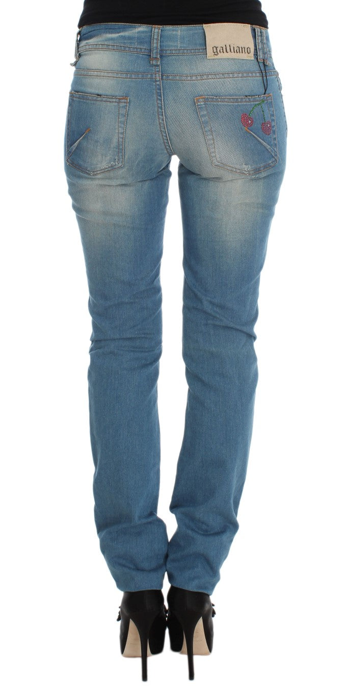 John Galliano Blue Wash Cotton Blend Slim Fit Jeans | Regal Royce