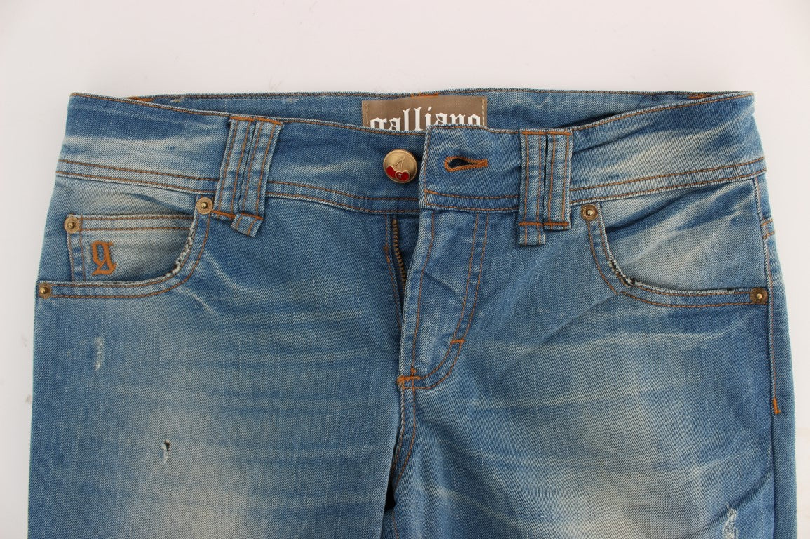 John Galliano Blue Wash Cotton Blend Slim Fit Jeans | Regal Royce