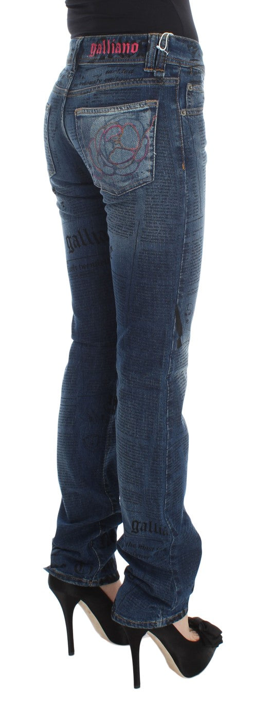John Galliano Blue Wash Cotton Blend Slim Fit Bootcut Jeans | Regal Royce