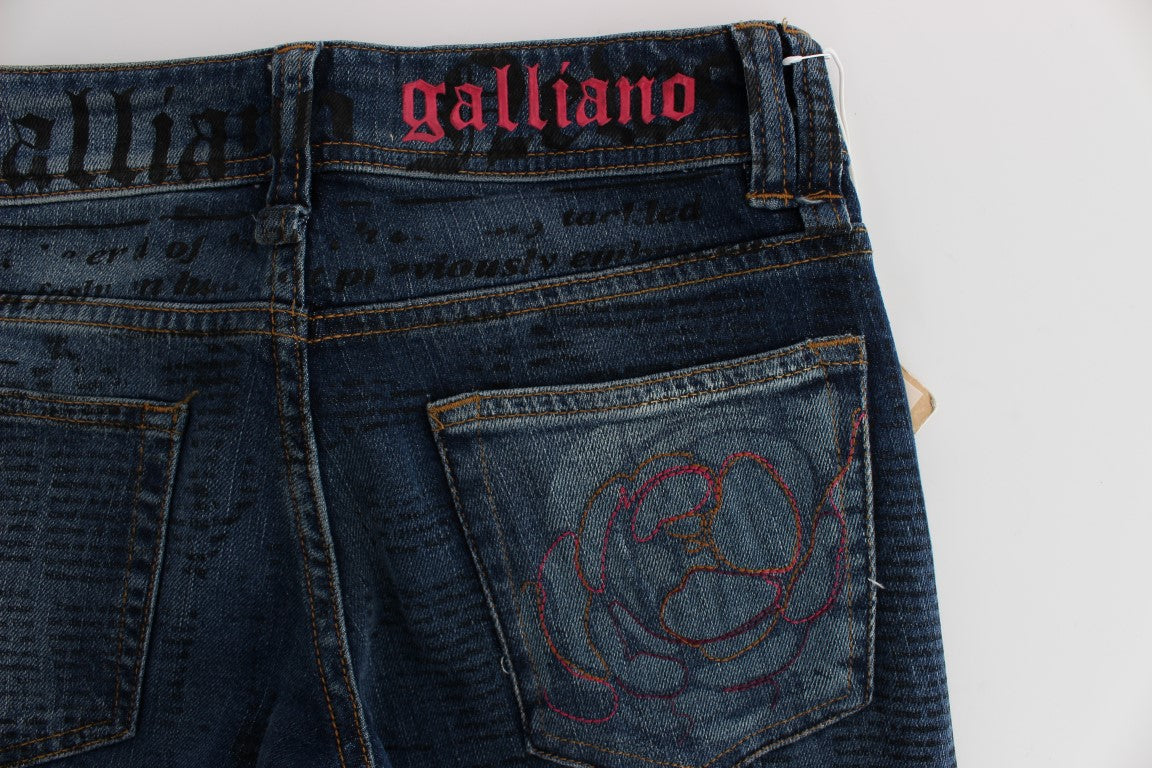 John Galliano Blue Wash Cotton Blend Slim Fit Bootcut Jeans | Regal Royce