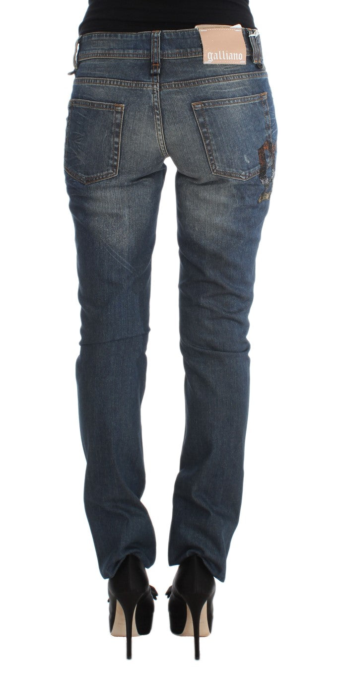 John Galliano Blue Wash Cotton Blend Slim Fit Jeans | Regal Royce