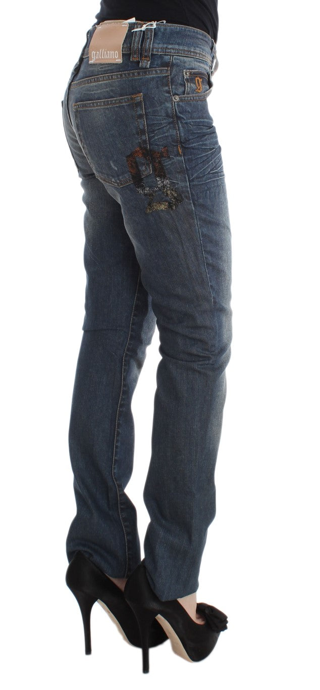 John Galliano Blue Wash Cotton Blend Slim Fit Jeans | Regal Royce