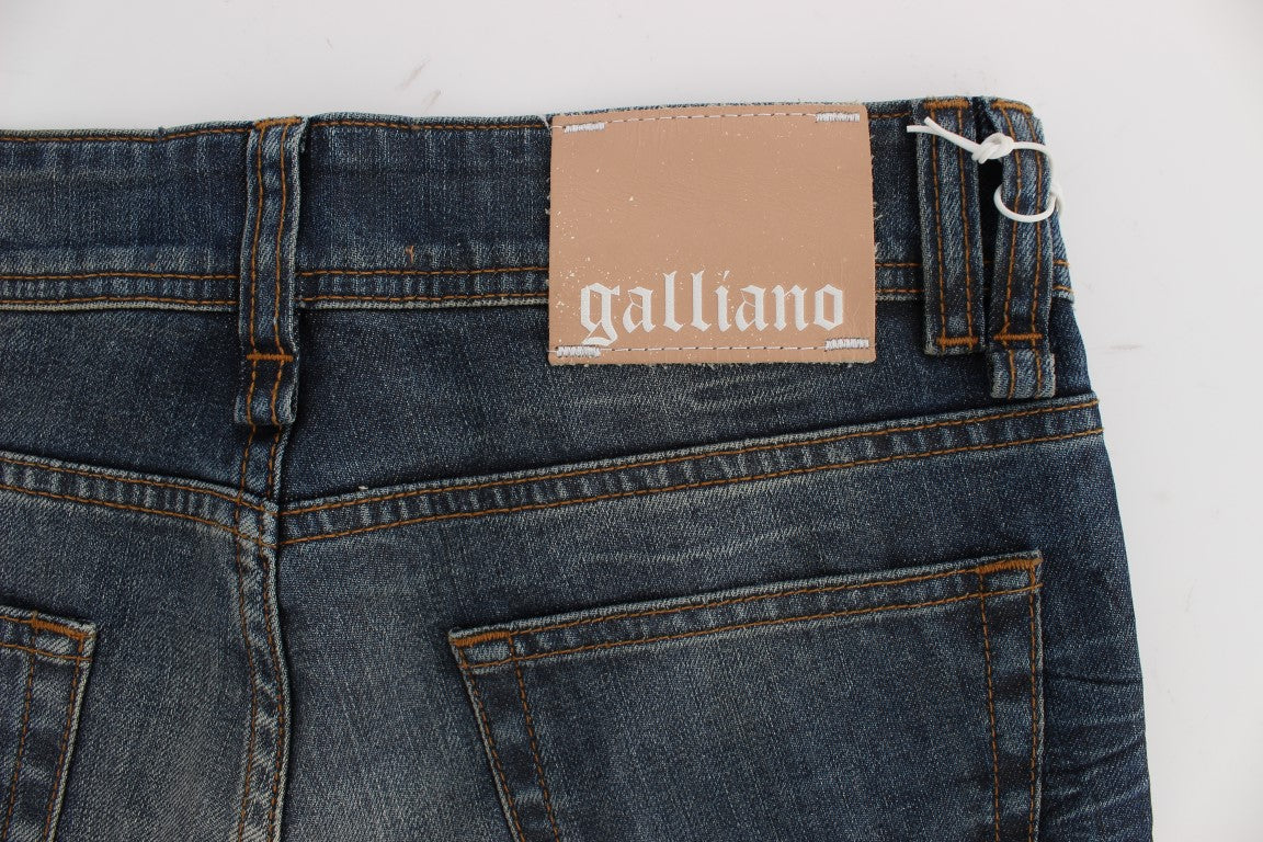 John Galliano Blue Wash Cotton Blend Slim Fit Jeans | Regal Royce