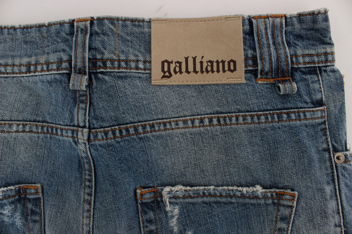 John Galliano Blue Wash Cotton Boyfriend Fit Cropped Jeans | Regal Royce