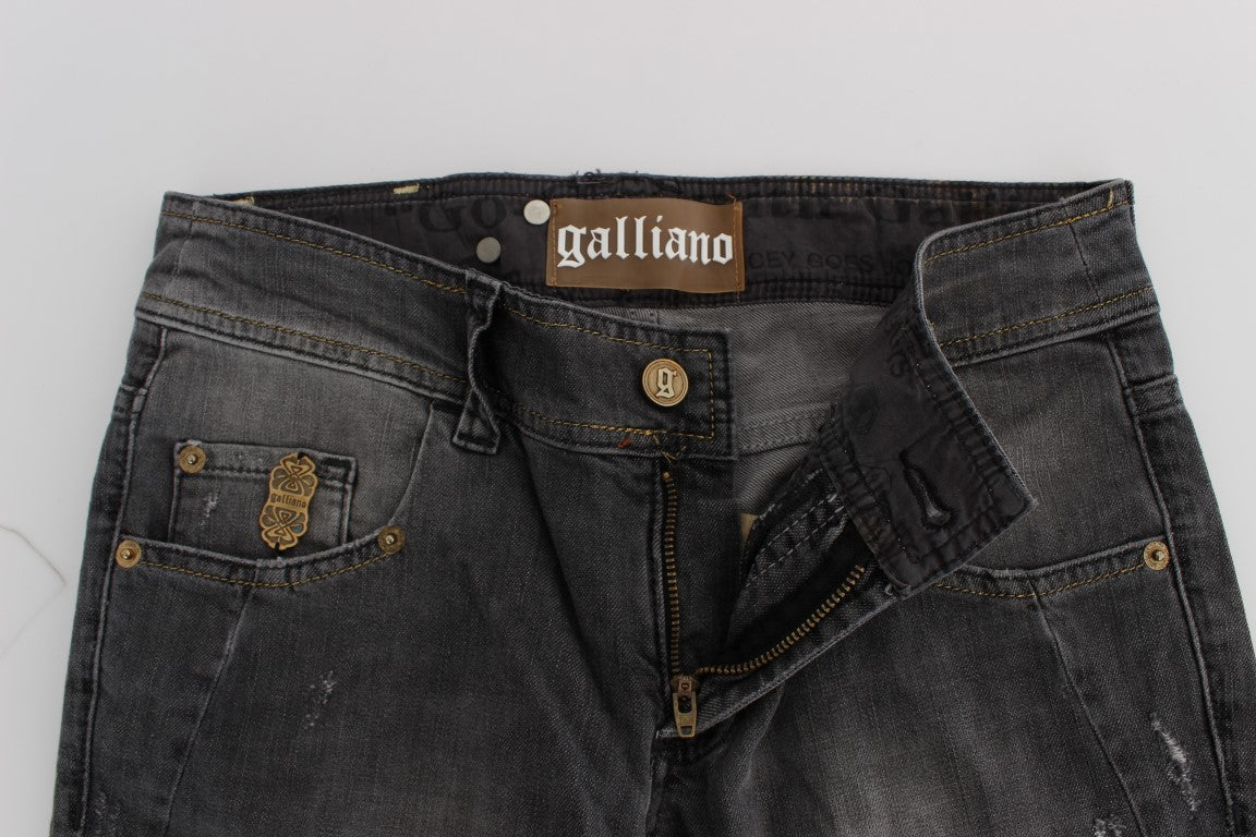 John Galliano Gray Wash Cotton Blend Slim Fit Stretch Jeans | Regal Royce