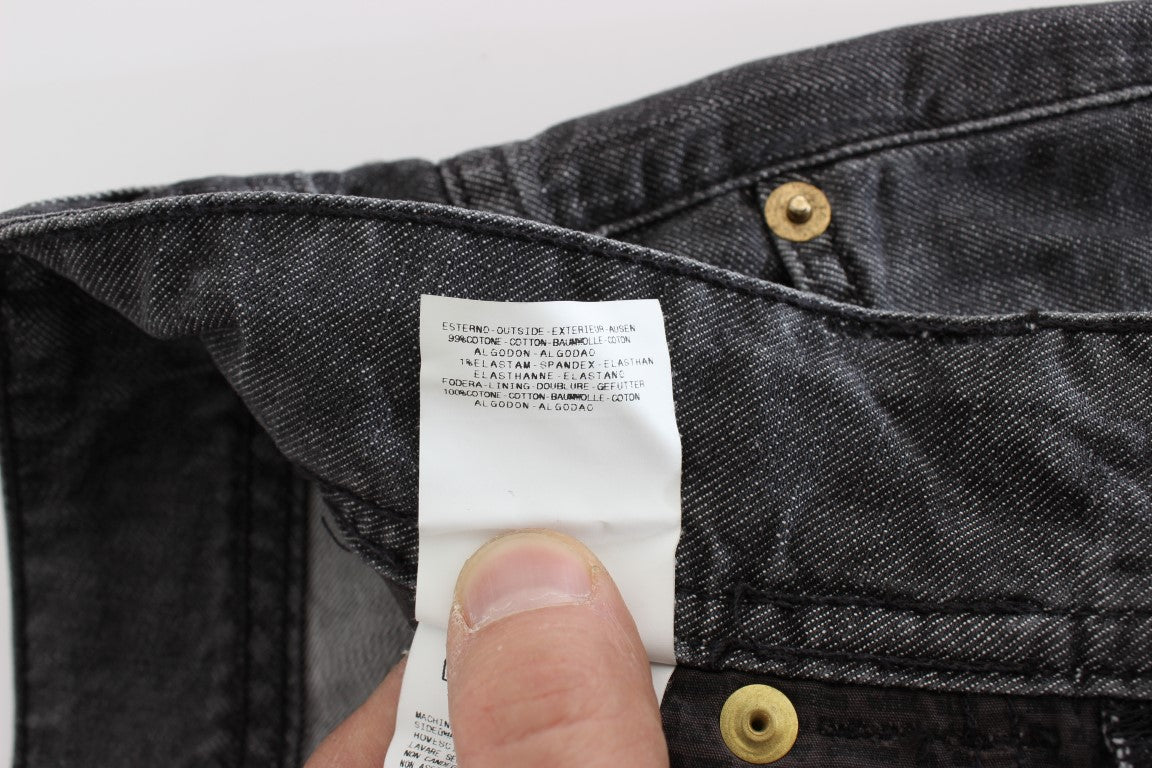 John Galliano Gray Wash Cotton Torn Straight Fit Jeans | Regal Royce