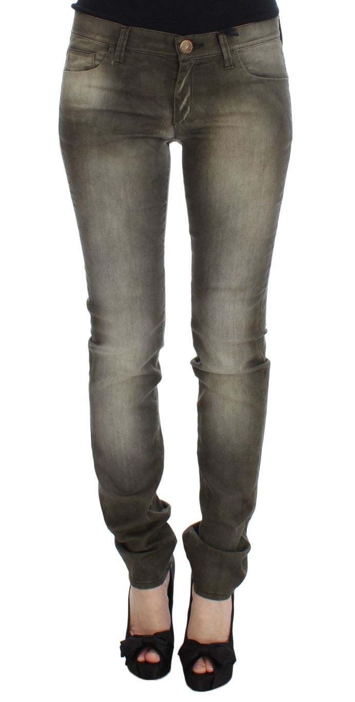 Ermanno Scervino Gray Wash Cotton Blend Slim Fit Jeans | Regal Royce