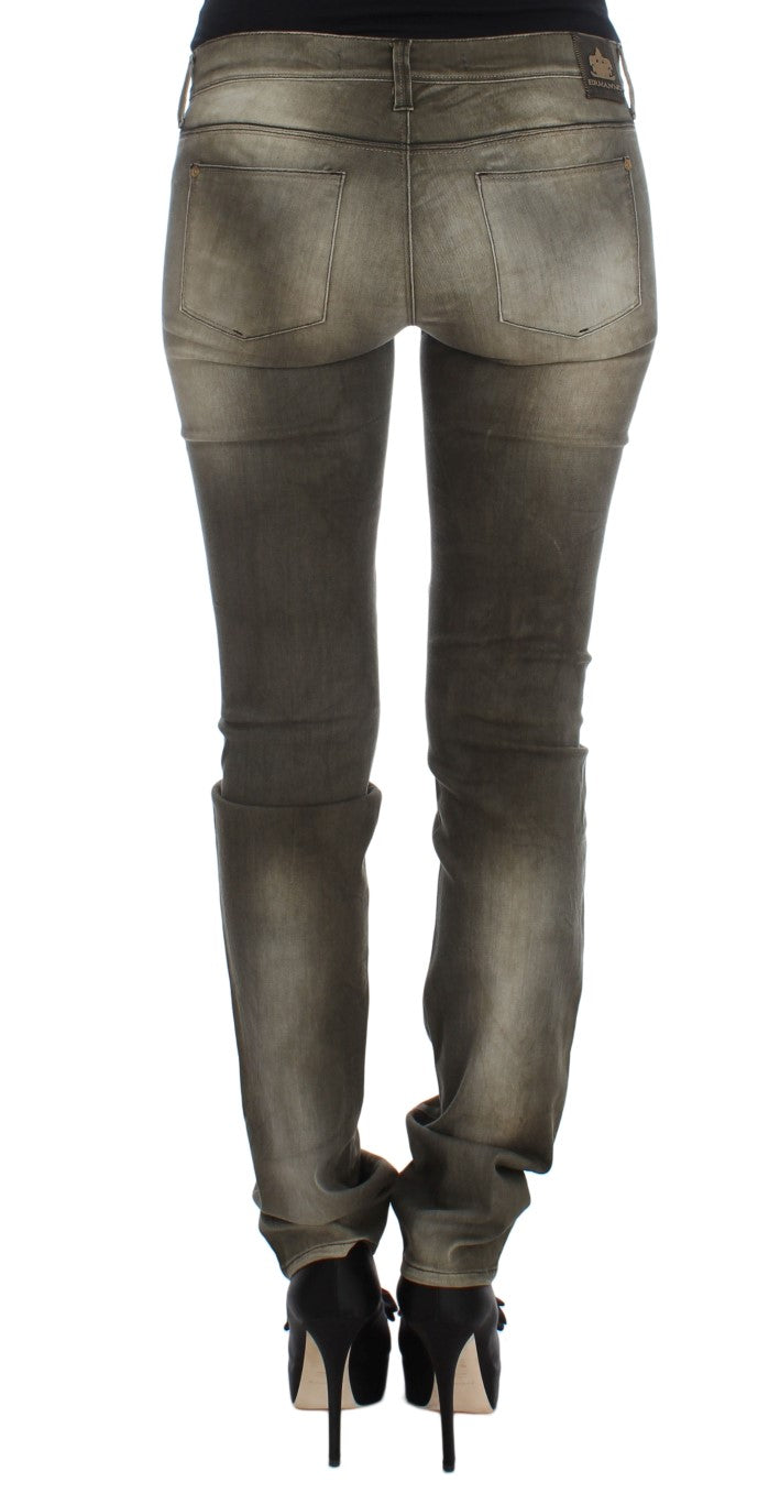 Ermanno Scervino Gray Wash Cotton Blend Slim Fit Jeans | Regal Royce