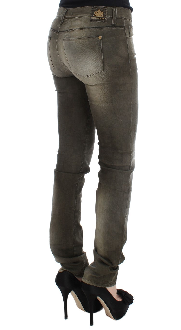 Ermanno Scervino Gray Wash Cotton Blend Slim Fit Jeans | Regal Royce