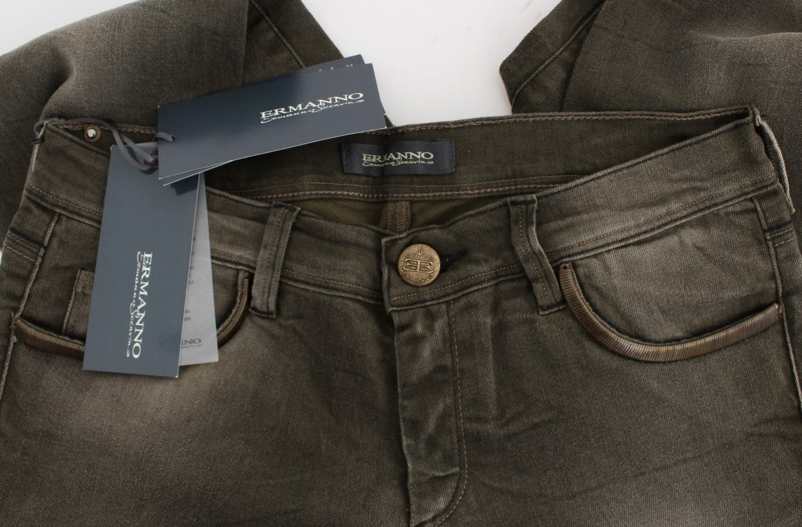 Ermanno Scervino Gray Wash Cotton Blend Slim Fit Jeans | Regal Royce