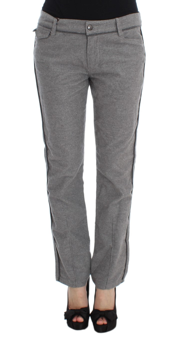 Ermanno Scervino Gray Cotton Straight Fit Casual Pants | Regal Royce