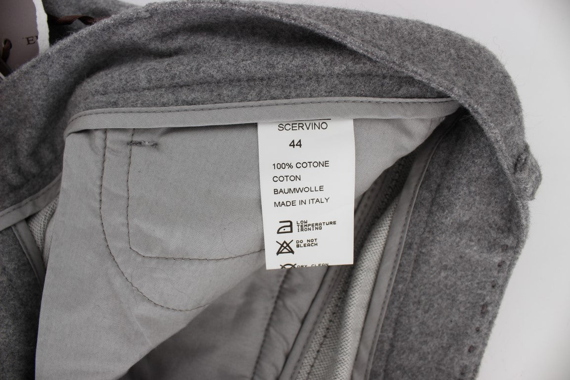 Ermanno Scervino Gray Cotton Straight Fit Casual Pants | Regal Royce