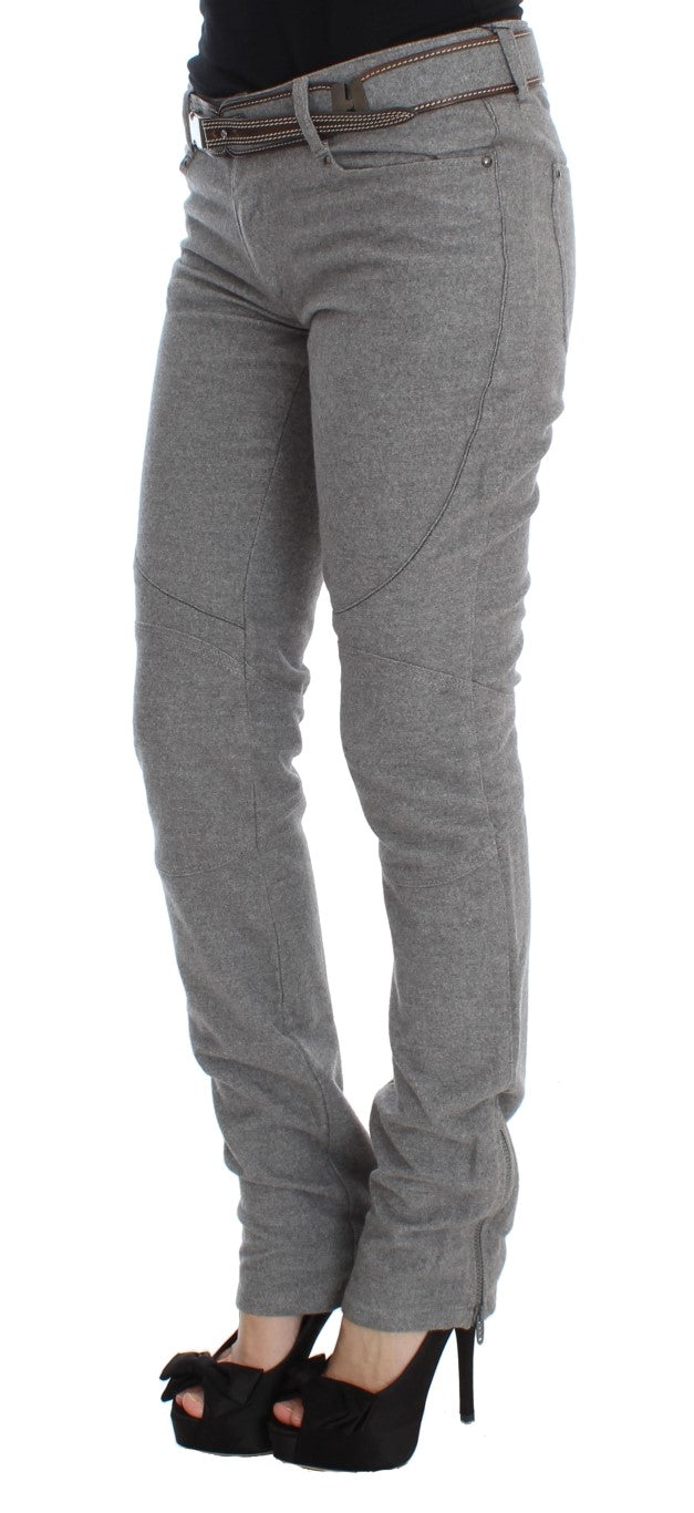 Ermanno Scervino Gray Cotton Slim Fit Casual Bootcut Pants | Regal Royce