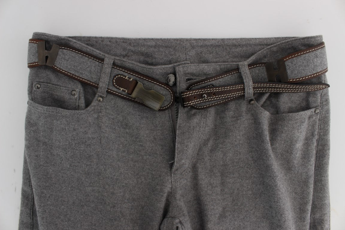 Ermanno Scervino Gray Cotton Slim Fit Casual Bootcut Pants | Regal Royce