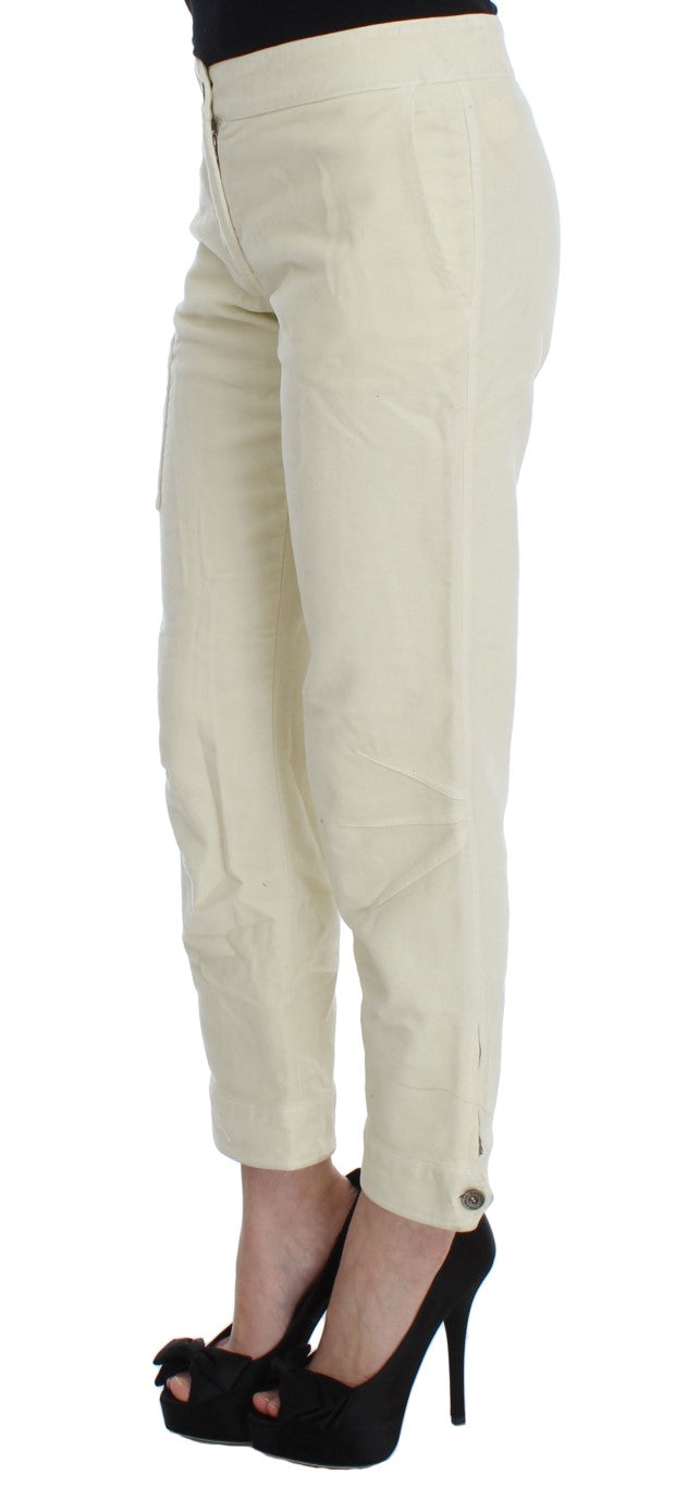 Ermanno Scervino Beige Cotton Capri Cropped Cargo Pants | Regal Royce