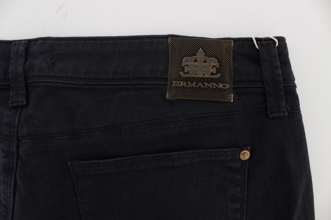 Ermanno Scervino Blue Cotton Blend Casual Fit Pants | Regal Royce