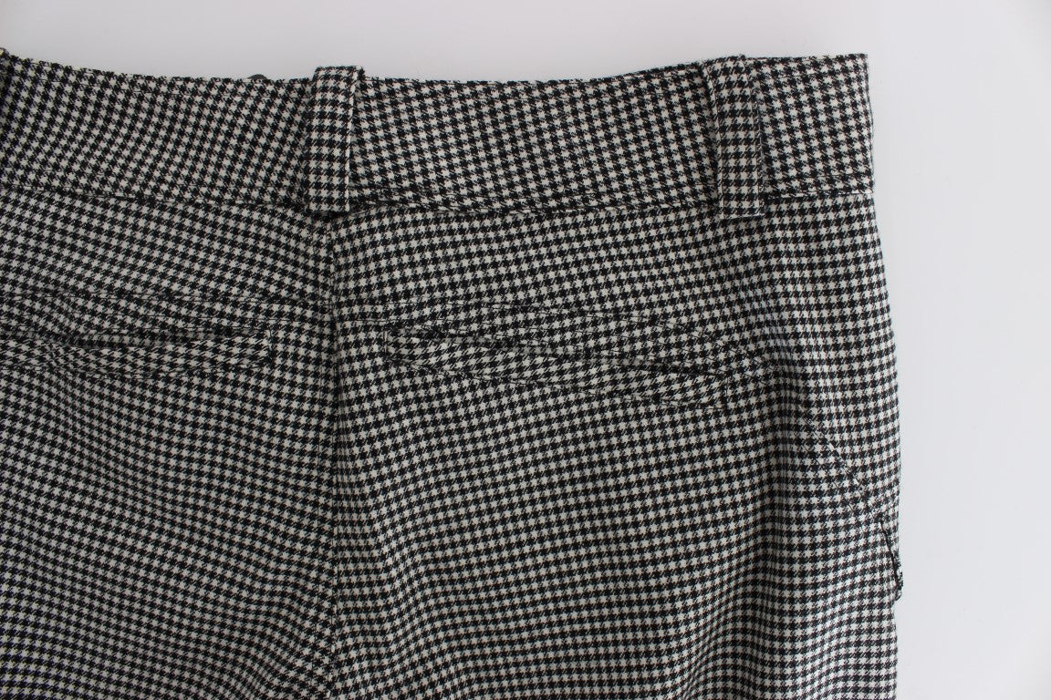 Ermanno Scervino Black White Checkered Cotton Casual Pants | Regal Royce