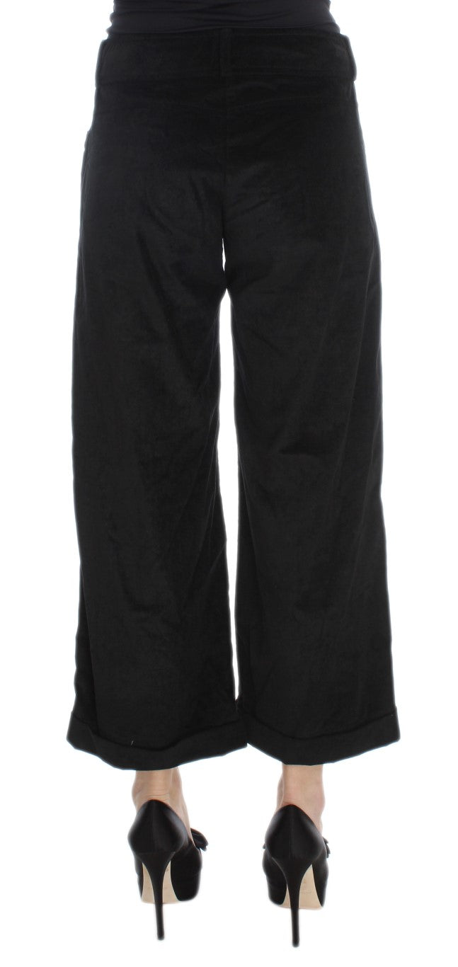 Ermanno Scervino Black Velvet Cotton Capri Bootcut Pants | Regal Royce