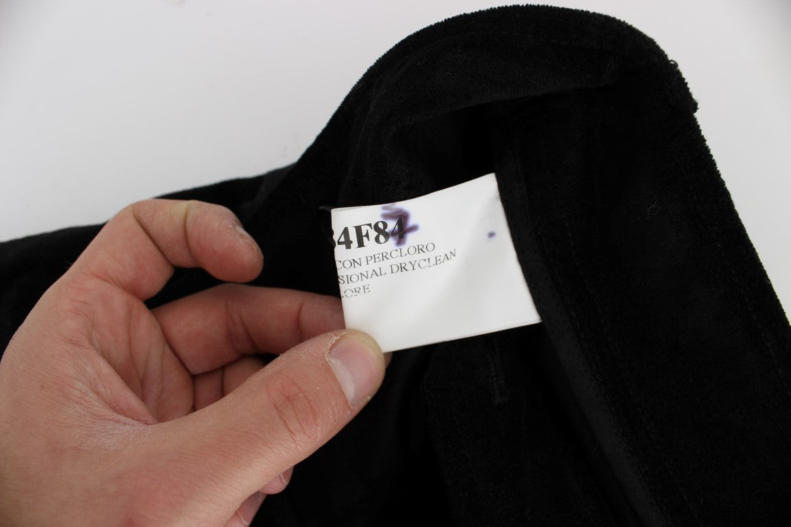 Ermanno Scervino Black Velvet Cotton Capri Bootcut Pants | Regal Royce