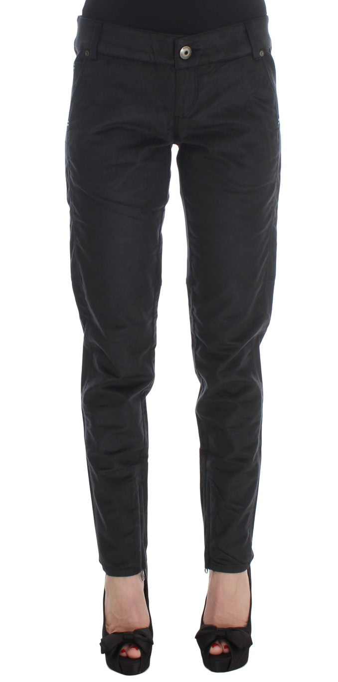 Ermanno Scervino Black Cotton Blend Regular Fit Pants | Regal Royce