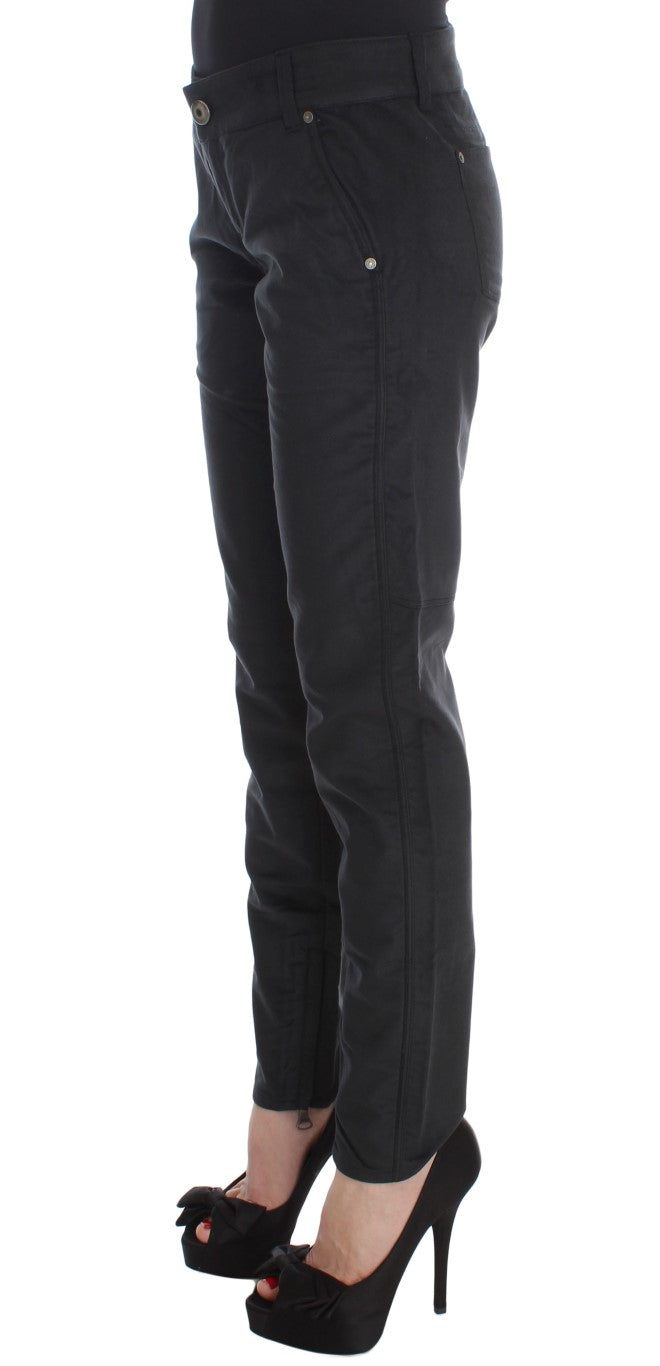 Ermanno Scervino Black Cotton Blend Regular Fit Pants | Regal Royce