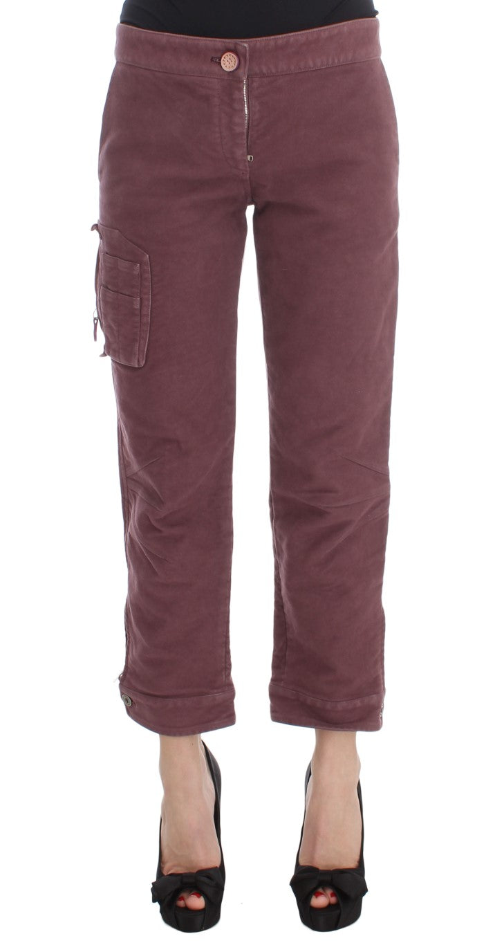 Ermanno Scervino Bordeaux Cotton Cropped Cargo Pants | Regal Royce