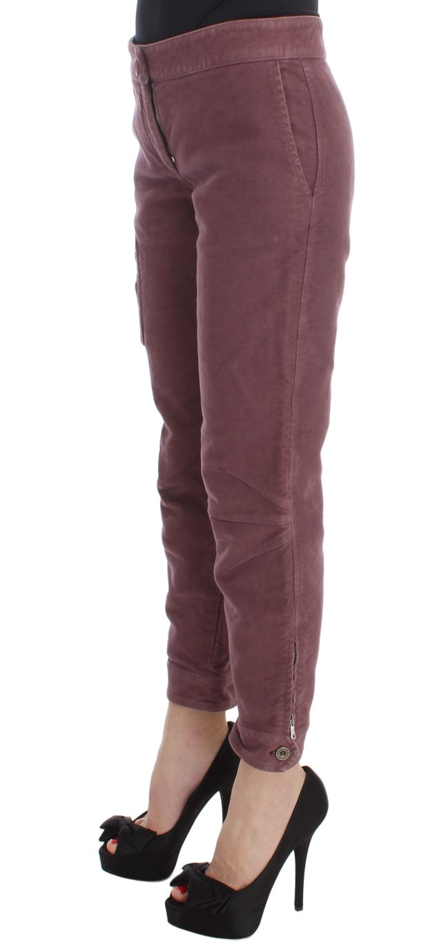 Ermanno Scervino Bordeaux Cotton Cropped Cargo Pants | Regal Royce