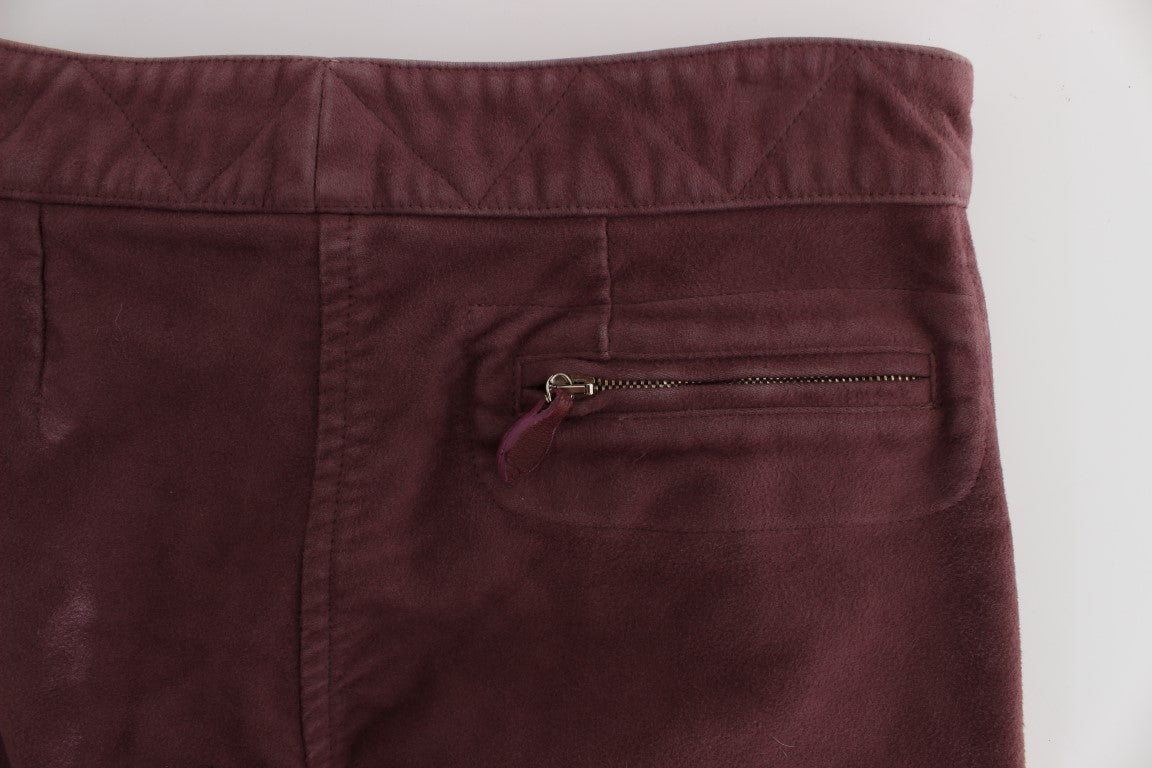 Ermanno Scervino Bordeaux Cotton Cropped Cargo Pants | Regal Royce