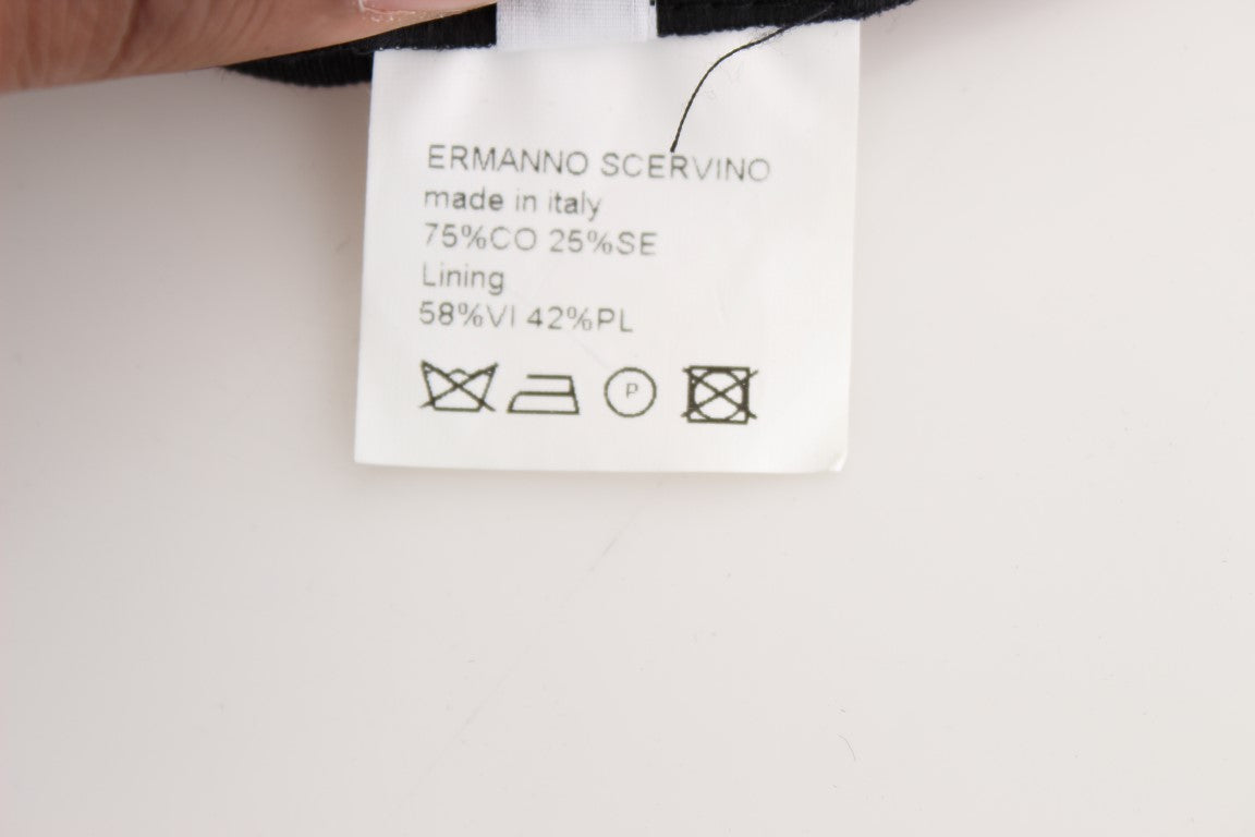 Ermanno Scervino Black Striped Cotton Blend Wide Legs Pants | Regal Royce