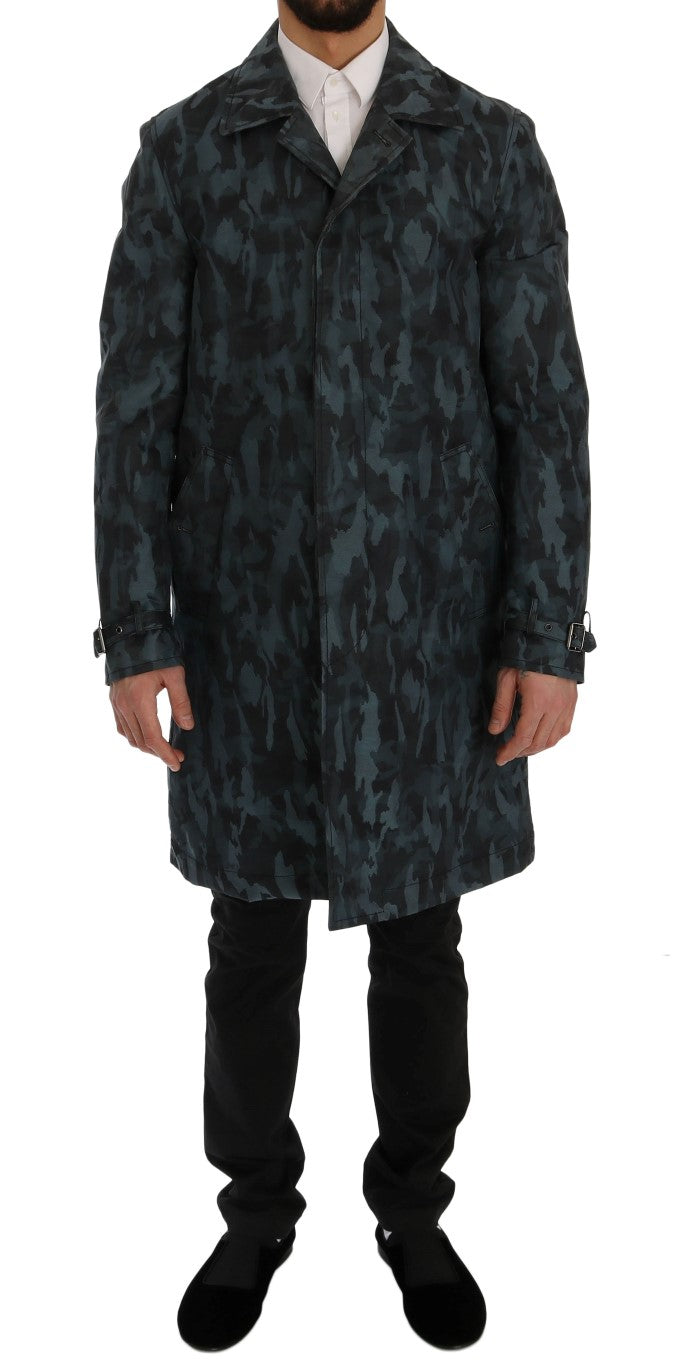 Dolce & Gabbana Blue Camouflage Trench Trench | Regal Royce