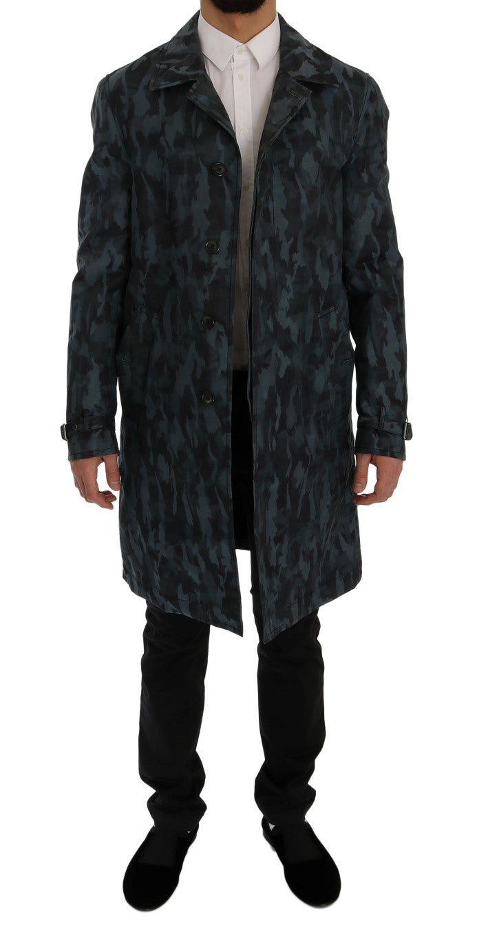 Dolce & Gabbana Blue Camouflage Trench Trench | Regal Royce