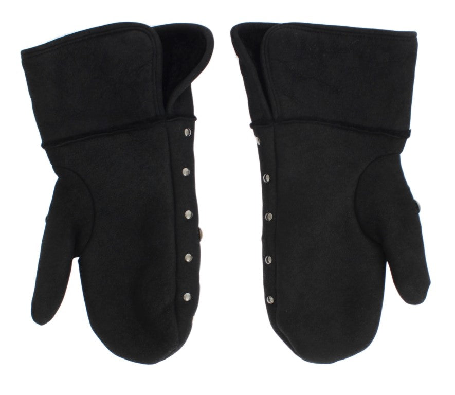 Dolce & Gabbana Gray Wool Shearling Studded Gloves | Regal Royce