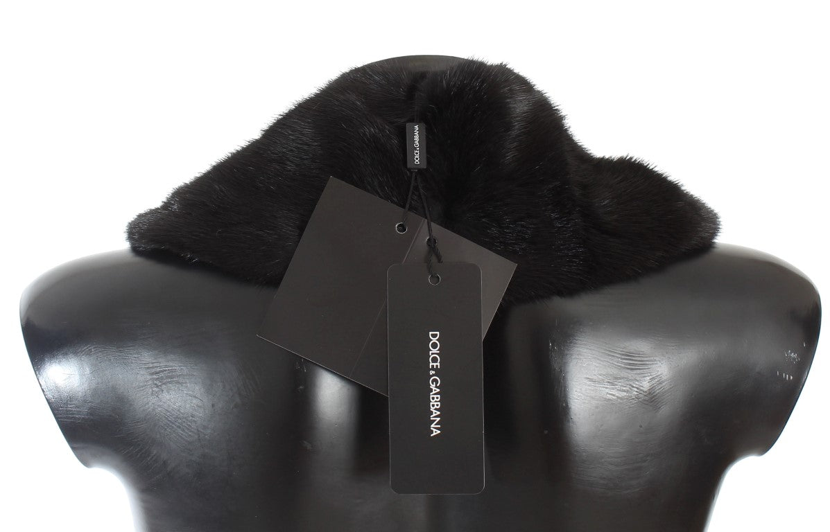 Dolce & Gabbana Black Mink Fur Shoulder Collar Scarf | Regal Royce