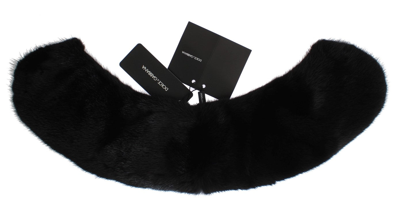 Dolce & Gabbana Black Mink Fur Shoulder Collar Scarf | Regal Royce