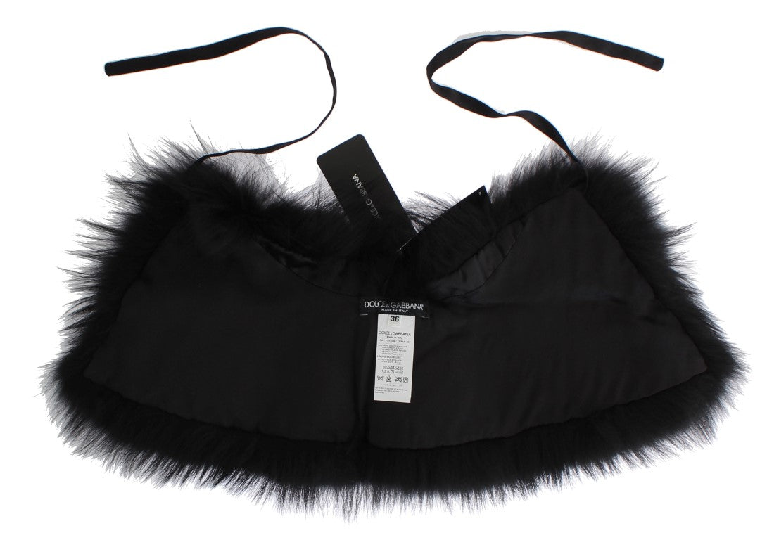 Dolce & Gabbana Black Fox Fur Collar Scarf | Regal Royce