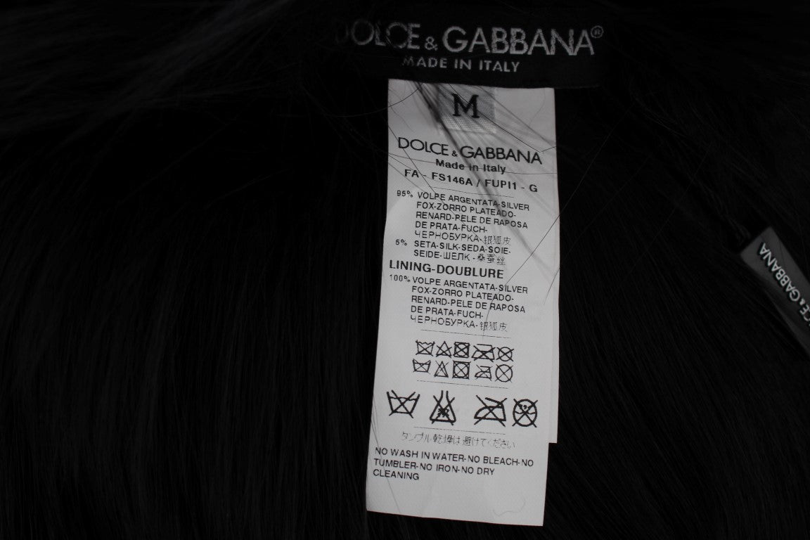 Dolce & Gabbana Black Fox Fur Shoulder Wrap Cover Collar Scarf | Regal Royce