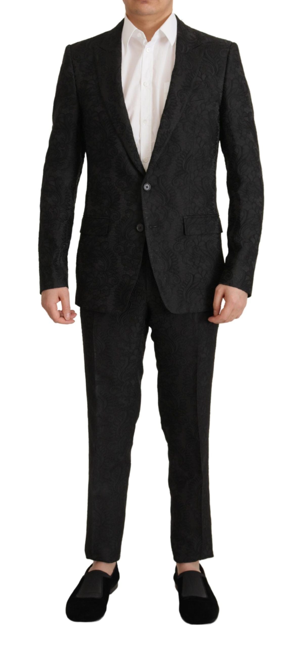 Dolce & Gabbana Black Brocade Formal 2 Piece MARTINI Suit | Regal Royce