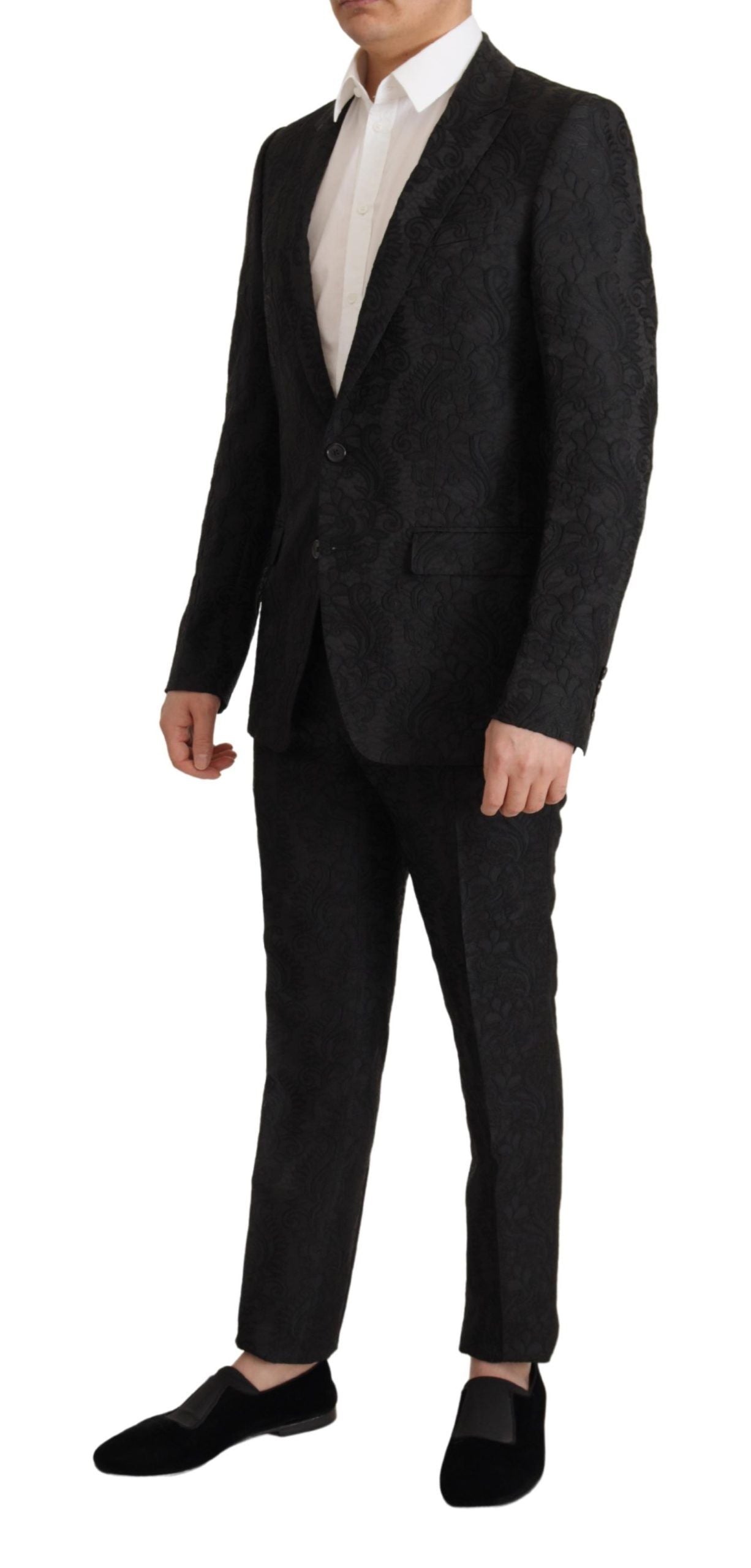 Dolce & Gabbana Black Brocade Formal 2 Piece MARTINI Suit | Regal Royce