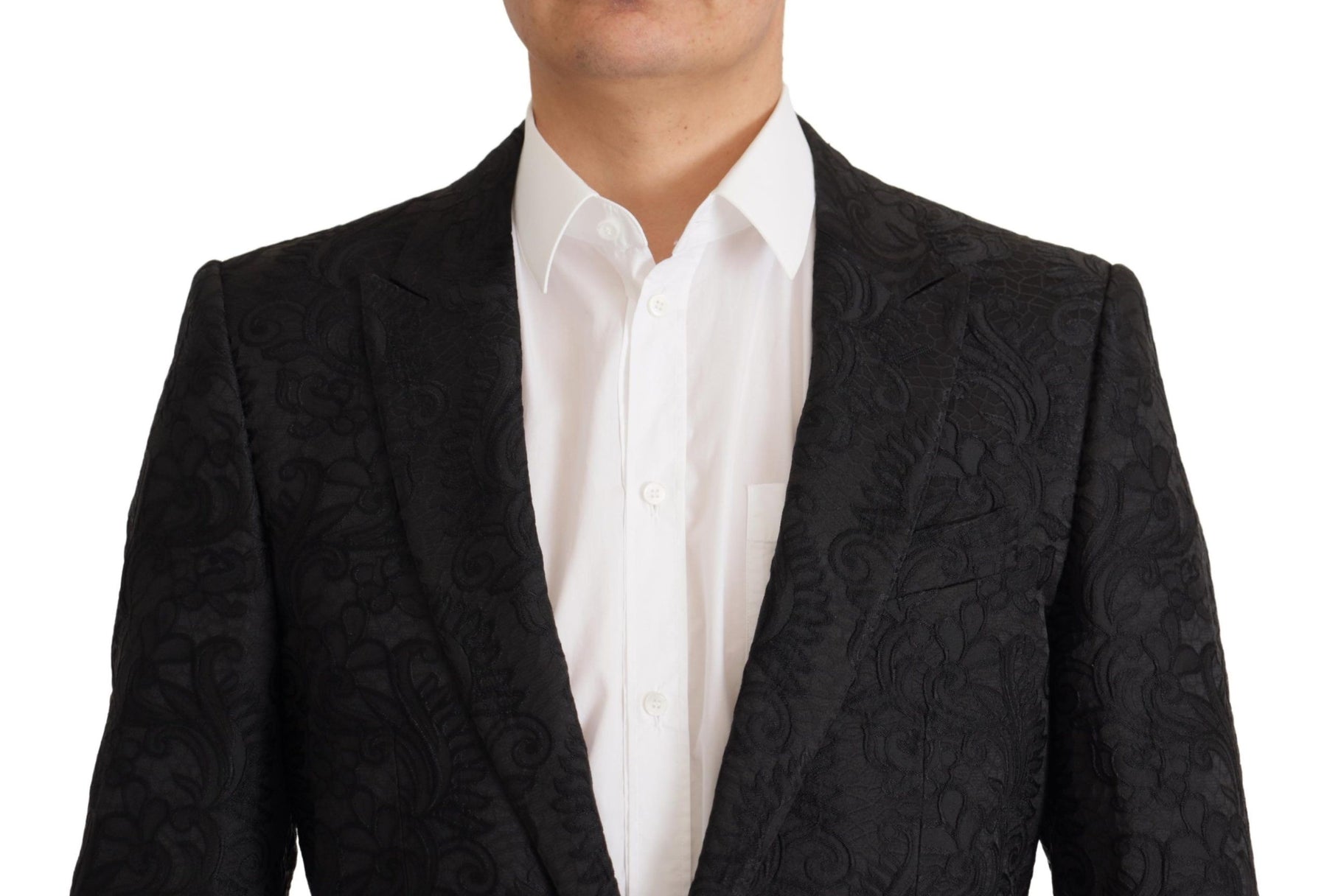Dolce & Gabbana Black Brocade Formal 2 Piece MARTINI Suit | Regal Royce