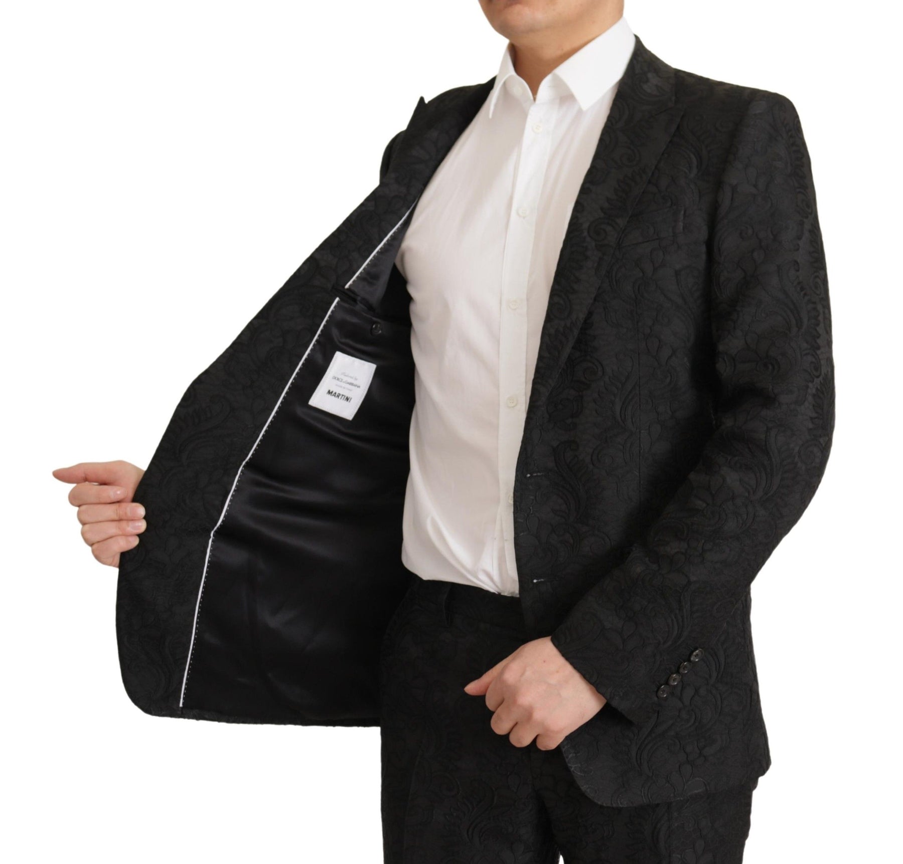 Dolce & Gabbana Black Brocade Formal 2 Piece MARTINI Suit | Regal Royce