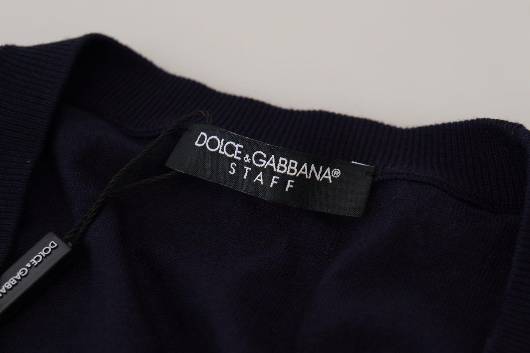 Dolce & Gabbana Blue Wool STAFF Down Cardigan Sweater | Regal Royce