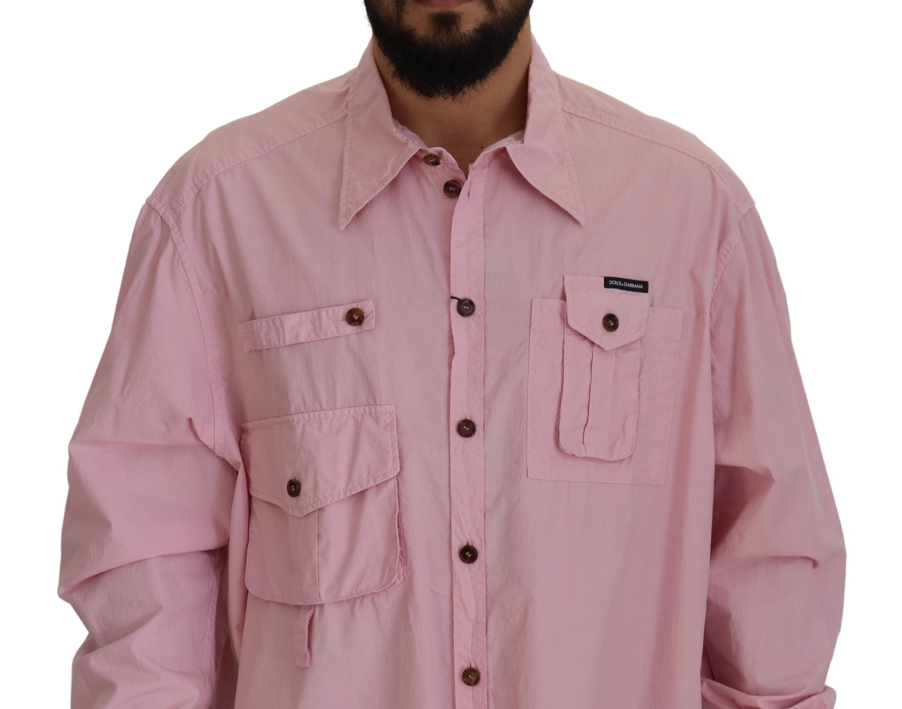 Dolce & Gabbana Pink Casual Button Down Long Sleeves Shirt | Regal Royce