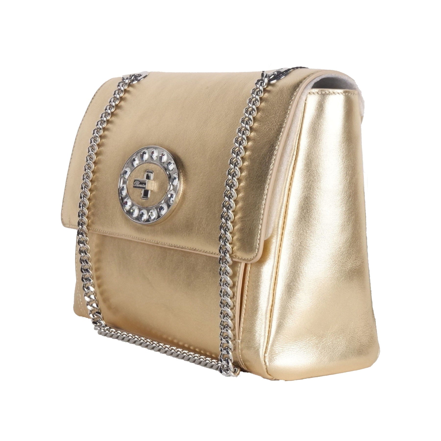 Blumarine Gold Leather Shoulder Women Bag | Regal Royce