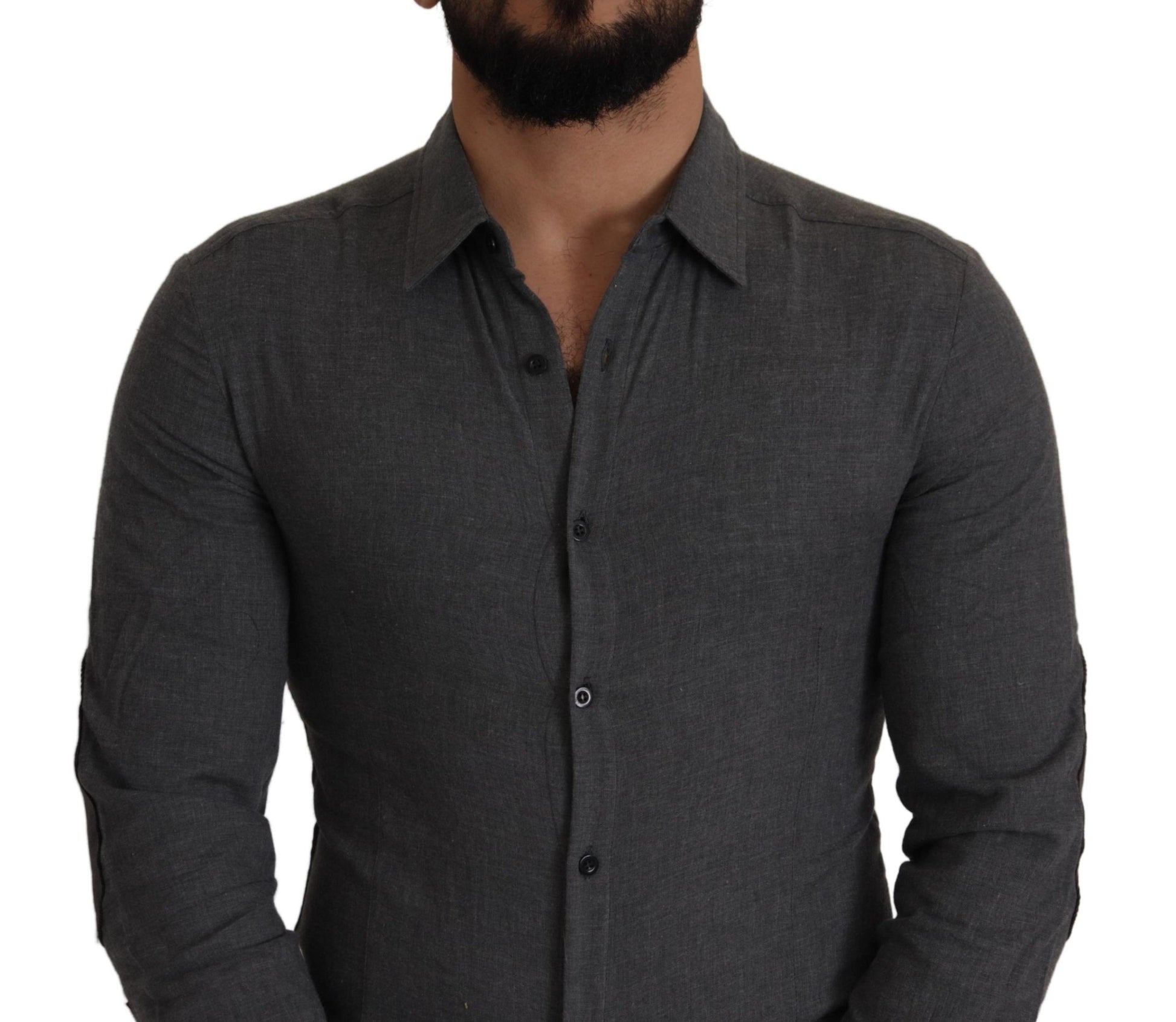 Costume National Dark Gray Cotton Casual Mens Shirt