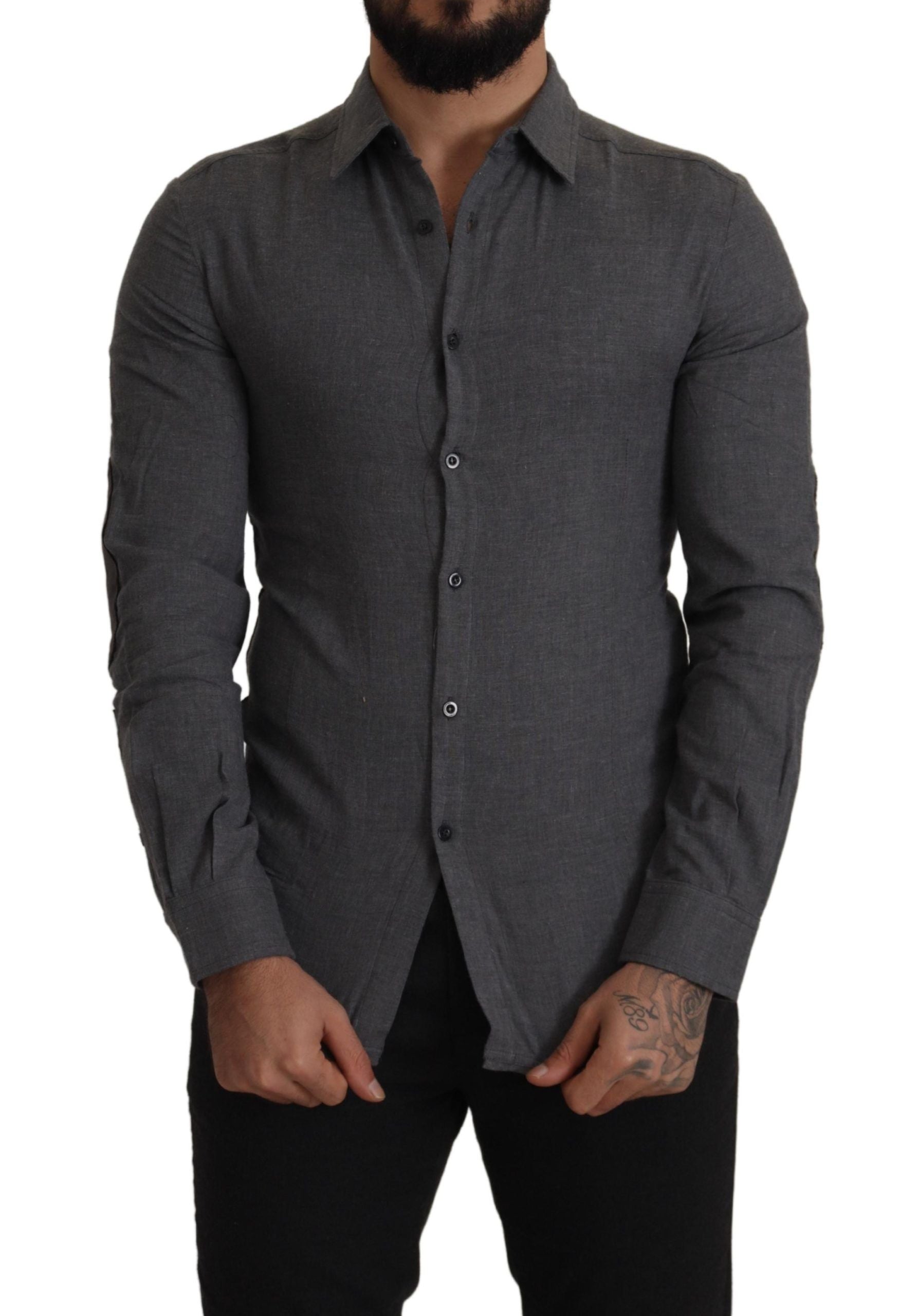 Costume National Dark Gray Cotton Casual Mens Shirt | Regal Royce