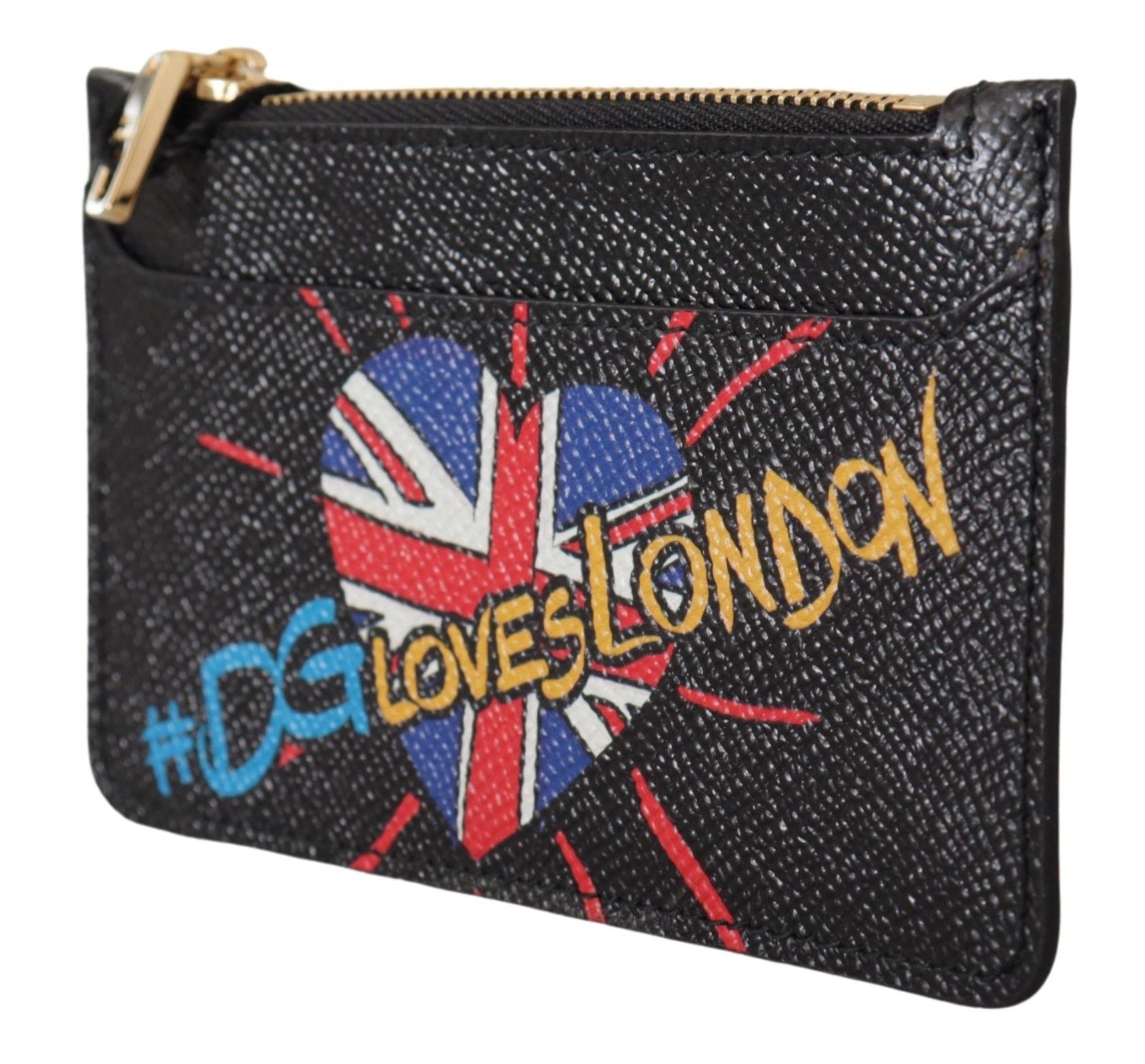 Dolce & Gabbana Black Leather #DGLovesLondon Women Cardholder Coin Case  Wallet | Regal Royce