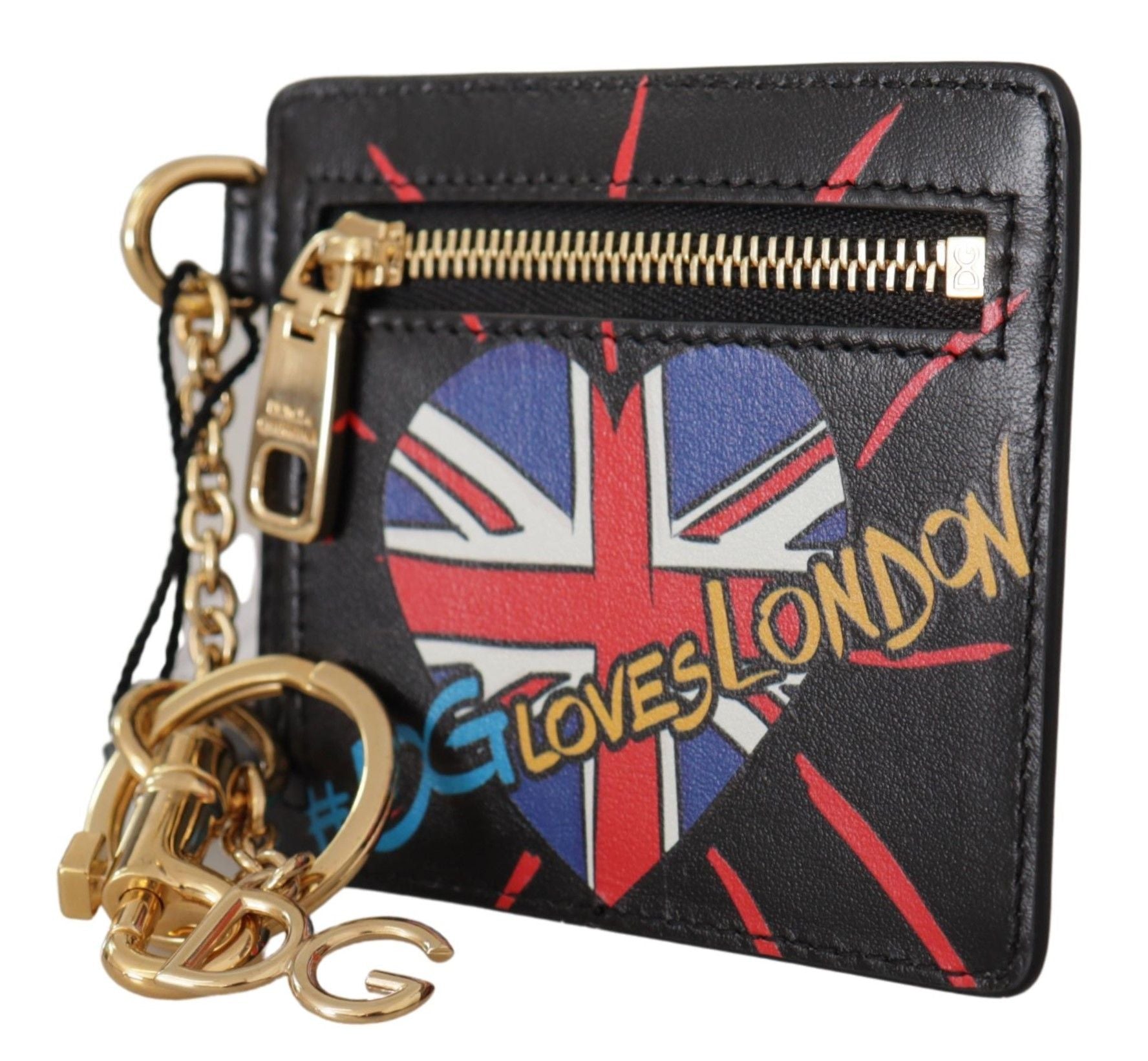 Dolce & Gabbana Black Leather #DGLovesLondon Keyring Cardholder Coin Case | Regal Royce