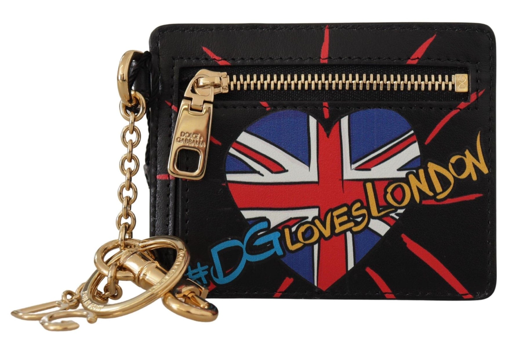 Dolce & Gabbana Black Leather #DGLovesLondon Keyring Cardholder Coin Case | Regal Royce
