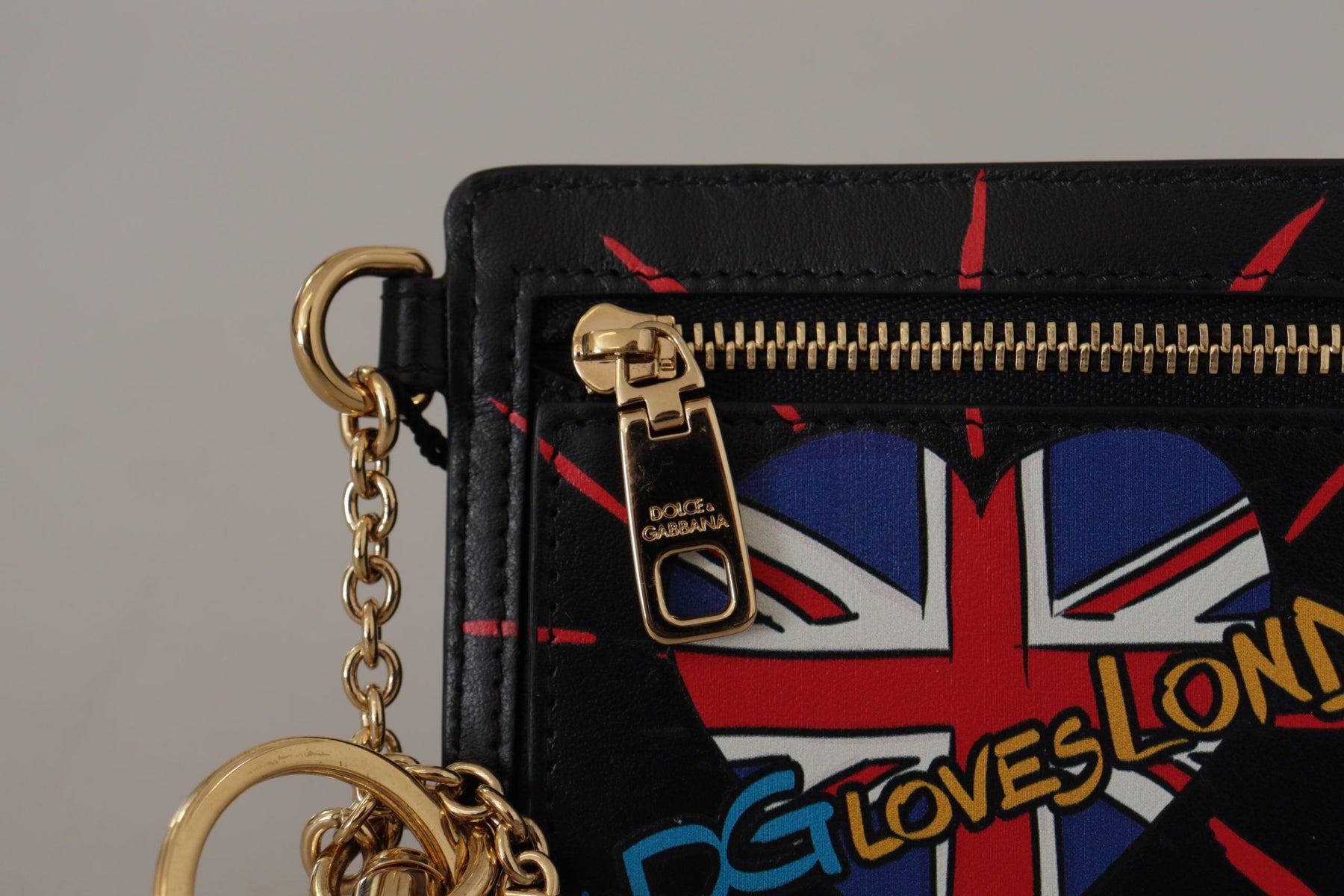 Dolce & Gabbana Black Leather #DGLovesLondon Keyring Cardholder Coin Case | Regal Royce
